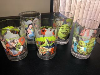 Set Of 5 Shrek The Third Mcdonalds Collector Glasses 2007 Dreamworks