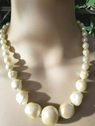 Prestine Vintag Authen Ysl Yves Saint Laurent Large Faux Pearls Necklace Crystal