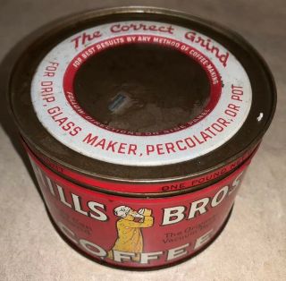 Vintage Hills Bros Coffee Tin Red Can Brand,  1 lb With Lid 2
