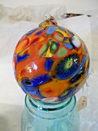 Hand Blown Glass Ornament Globe Tree Bulb Christmas Art Johnston Gallery,  Wiscon