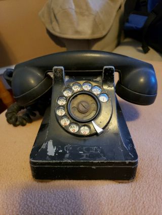 Vintage Black Old Style Rotary Dial Telephone Western Electric