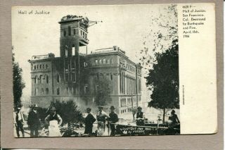 Postcard Ca San Francisco Earthquake Hall Of Justice Destroyed C1906 2244n