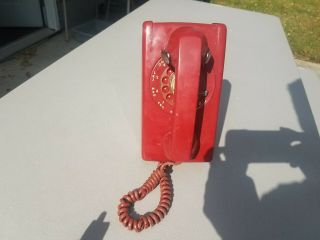 Vintage Bell System Western Electric Cherry Red Wall Mount Rotary Telephone