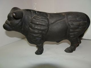 Vintage Cast Iron Hereford Bull Piggy Bank Beef Angus Bull