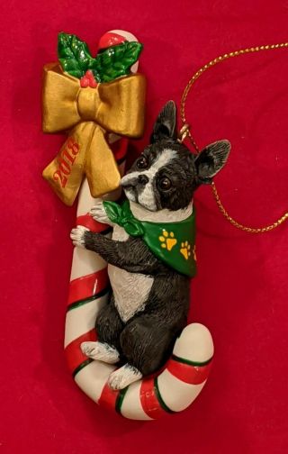 Danbury The 2018 Annual Boston Terrier Ornament Candy Cane