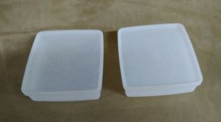 2 Tupperware Square Away Sandwich Keepers White Sheer Containers 670 Vtg Usa