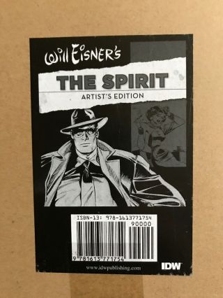 Will Eisner The Spirit Artist’s Edition 1 Nm Idw