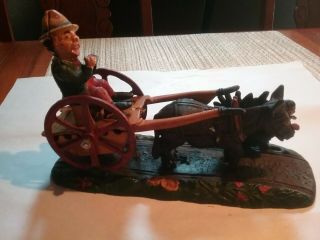 Vintage Cast Iron Horse And Buggy Bank - - - - Collectible - - L@@k