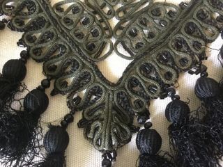 Antique Vintage 6 Hand Done French Passementerie & Beaded Scroll Embellishments