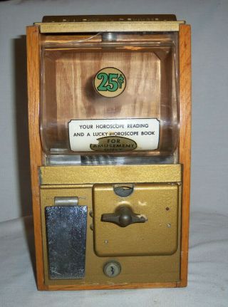 Vintage Baby Grand Wood Vending Machine Gum Ball - Horoscope