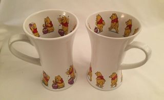 Set Of 2 Winnie The Pooh Tall Flared Coffee Cup Mug From The Disney Store 18 Oz