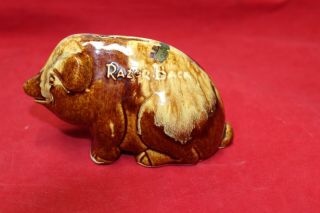 Rockingham Pottery Razor Back Arkansas Hog Piggy Bank Yellow & Brown Glaze
