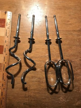 Vintage Sunbeam Stand/hand Mixer Beaters And Dough Hooks Set Of 4,  8 " Long