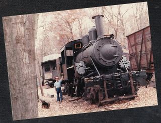 Antique Vintage Photograph Man Standing By Cool Old Train / Locomotive