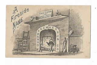 Old Trade Card John Wanamaker & Co Fireside Name Philadelphia Fireplace Hearth