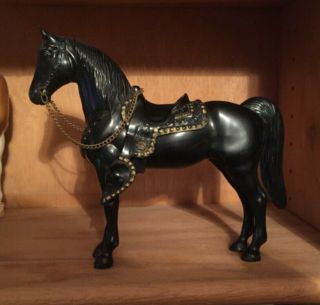 Breyer Western Pony Black Beauty Saddle Reins Vintage Rare 1953 - 55/57 Gold Accen