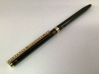 S.  T.  Dupont Classique Vintage Ballpoint Pen Black Lacquer W/ Gold Dust Diamond