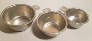 Set Of 3 Vintage Aluminum Measuring Cups 1/2 - 1/3 - 1/4 Cup Sizes Nesting
