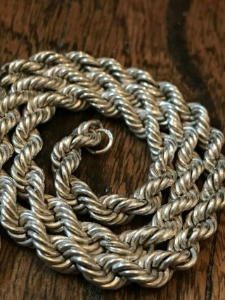 Vintage Solid Sterling Silver Rope Chain Necklace 18 " 46cm 6.  5mm 56g (d6h2)