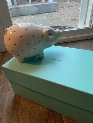 Tiffany & Co.  Ceramic Piggy Bank (blue Dots)