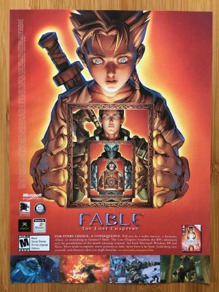 Fable: The Lost Chapters Xbox 360 2005 Vintage Poster Ad Art Print Promo Rpg