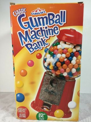 Gumball Machine Desktop Bubble Gum Fun Dispenser Coin Bank 12 Inch Glass Gift