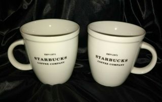 Set Of 2 Starbucks Barista 2006 Coffee Tea Mug Cup Set White Est 1971 Shop