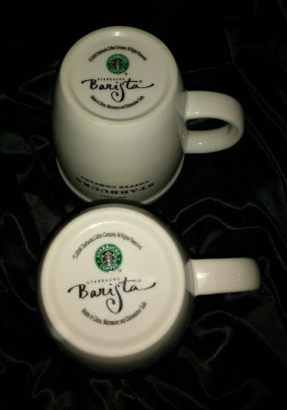 set of 2 Starbucks Barista 2006 coffee tea mug cup set white est 1971 shop 2