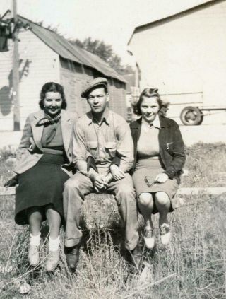 Cc976 Vtg Photo Father Daughters,  Sioux City Iowa C 1936