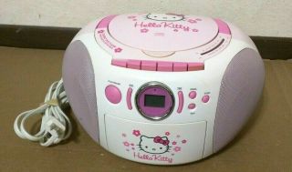 Hello Kitty Am/fm Stereo Radio & Cd Cassette Player Recorder W/ Handle -