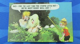 Risque Bamforth Comic Postcard 1973 Blonde Big Boobs Boy Scout Theme