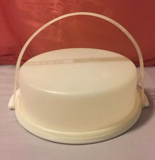Vintage Tupperware White Cake Pie Carrier Taker With Handle 719 - 1 720 - 1 721 - 4