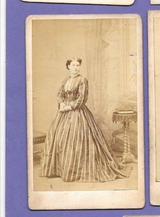 Striped Dress Victorian Fashion Vintage Old Cdv Photo Watson Of Hull Kh