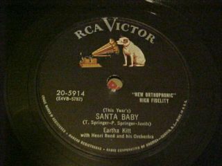 , 1 Xmas Record With Eartha Kitt Santa Baby 78 /hey Jacques