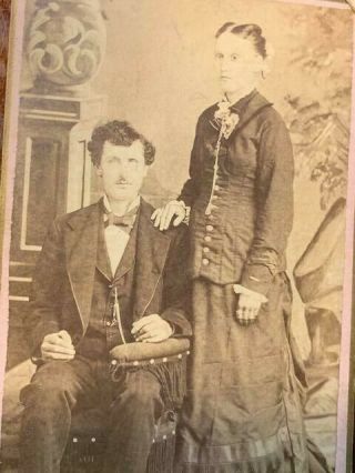 Antique Cdv Photo Victorian Man & Woman Amboy Illinois Henry Shurtleff