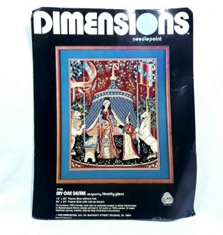 Dimensions My One Desire Needlepoint Kit Vtg 1981 Unicorn Tapestry Timothy Glenn