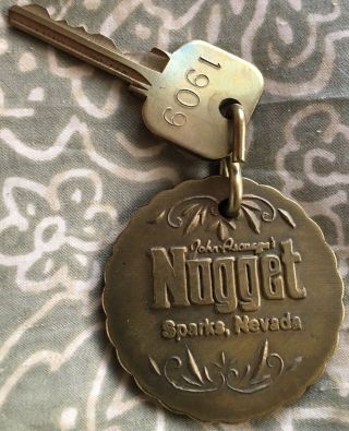Vintage Ca.  1960’s Sparks,  Nevada Nugget Casino & Hotel Room 1909 Key & Metal Fob