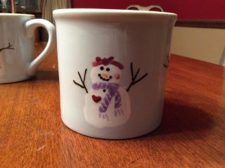Hartstone Pottery Snowman Mugs Hand Painted Set Of Four