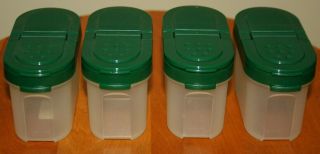 4 Tupperware Modular Mates Spice Shakers Containers 1843 Green Lids 1844