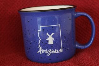 Dutch Bros Windmill Arizona Map Coffee Mug Cup Blue Speckle Limited Edition