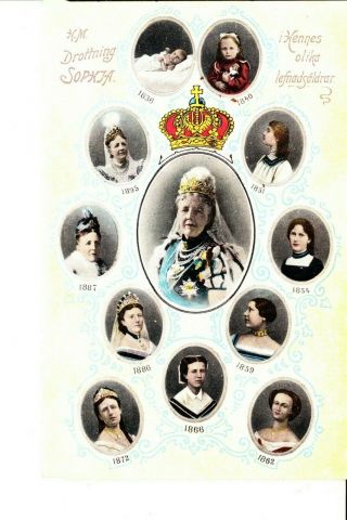 Sweden King Oscar Ii And Queen Sophia @ 1907 2 Matched Cards