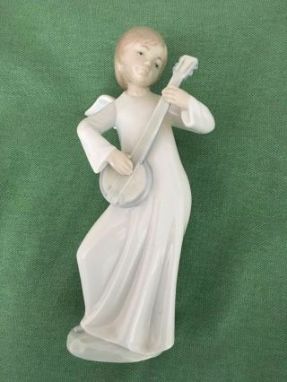 Nao By Lladro 192 Angel With Banjo Porcelain Figurine