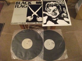 Black Flag Everything Went Black 2 Lp Early Press No Barcode,  Poster Plays Nm