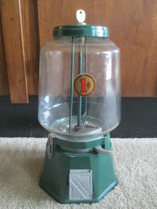 Art Deco Hawkeye 1 Cent Gumball Peanut Machine