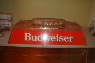Vintage Budweiser Red Hanging Pool Table Light With Clydesdale Horses