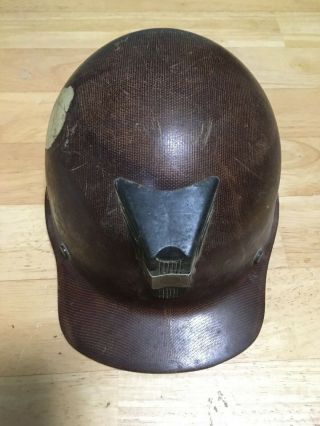 Vintage Msa Skullgard Hard Hat Butte Montana Miner W/ Carbide Lamp Mount & Strap