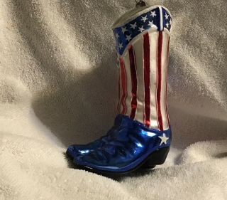 Christopher Radko Ornament Star Spangled Steppin Patriotic Cowboy Boots