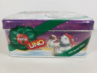 1998 Special Edition Coca Cola Polar Bears UNO Card Game Tin 2