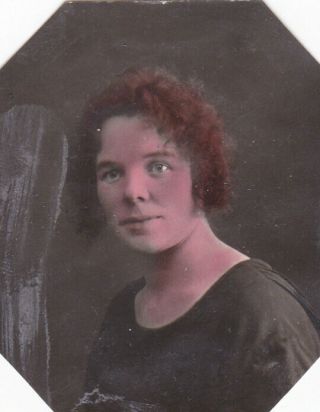 1920s Pretty Young Woman Girl Old Hand Tinted Russian Antique Photo