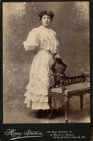 Young Woman In Frilly Dress,  Cabinet Photograph By Henry Studios,  London